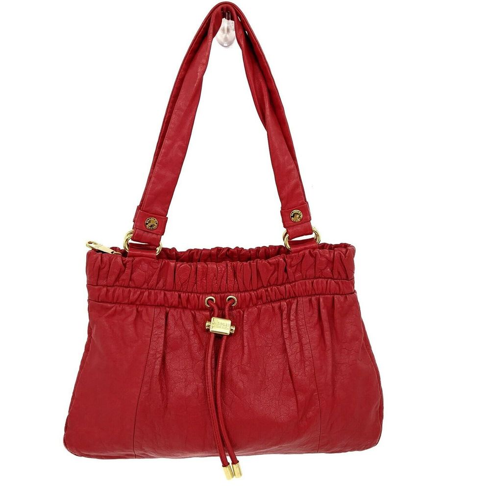 Red Shoulder Bag with Gold Accent